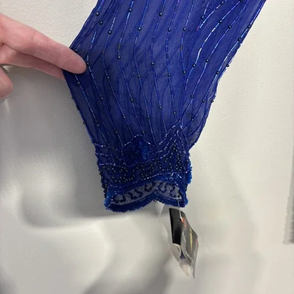 Vintage 80s 100% Silk Beaded Sequin Top Women 26 Long Sleeve Party Cocktail VTG - Picture 15 of 15